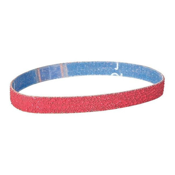 Sanding Belt, 1/2 in W, 24 in L, Coated, Ceramic, 50 Grit, Coarse, R981 SG, Red