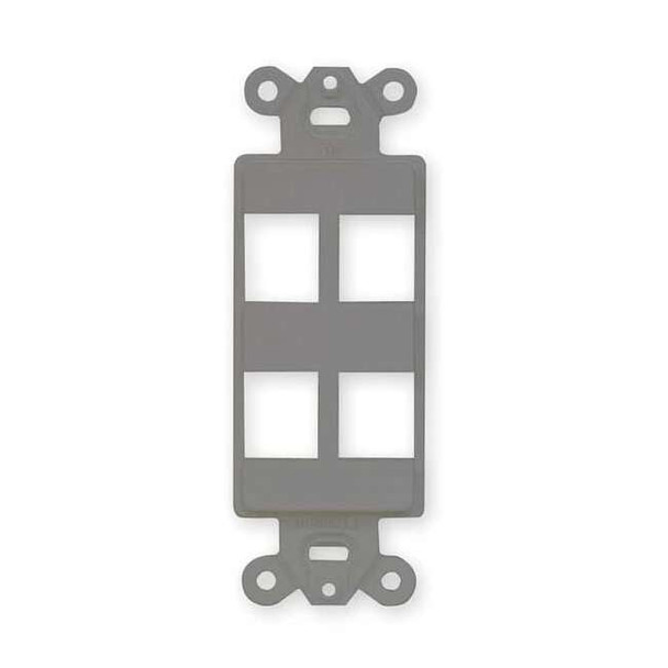 Hubbell Premise Wiring Outlet Frame,4 Port,ISF Decorator Outlet ISF4GY