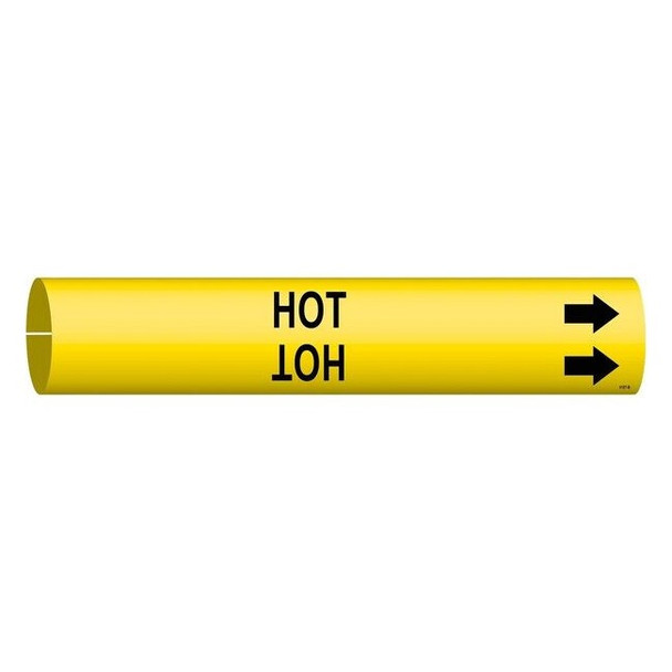 Brady Pipe Marker,Hot,Yellow,1-1/2 to 2-3/8 In 4197-B