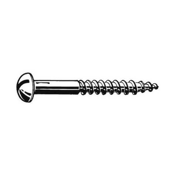 Wood Screw, #6, 1 in, Zinc Plated Steel Round Head Slotted Drive, 100 PK