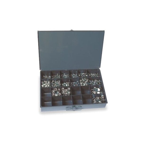 Zinc Plated Finish Steel Nylon Insert Hex Lock Nut Assortment, 1090 pc.