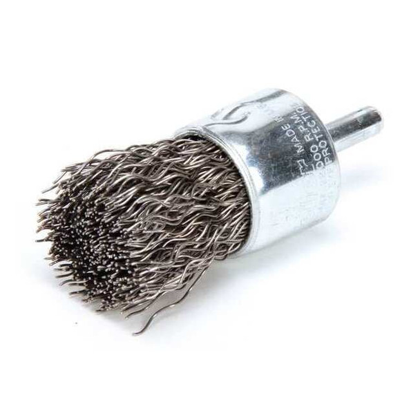 Weiler Crimped Wire End Wire Brush, Steel, 1" 93127