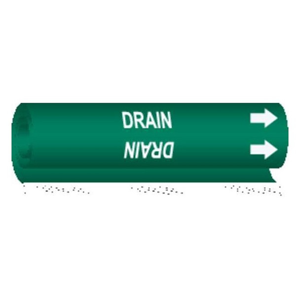 Brady Pipe Marker,Drain,Green,1/2 to 1-3/8 In 5678-O