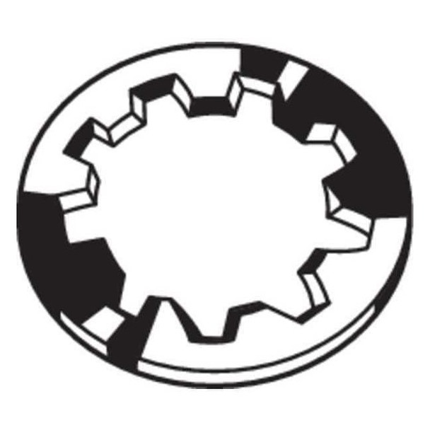 Internal Tooth Lock Washer, For Screw Size M4 Steel, Black Oxide Finish, 100 PK