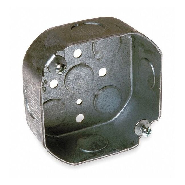 Electrical Box, 15.5 cu in, Octagon Box Type, 2 Gangs, Steel, Octagon Shape