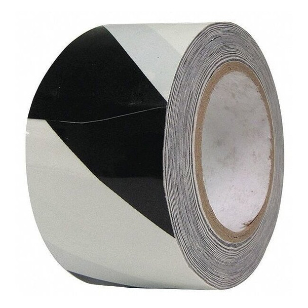 Safety Warning Tape Vinyl White/Black, 2" W x 108 ft. L, 0.236 in Thick