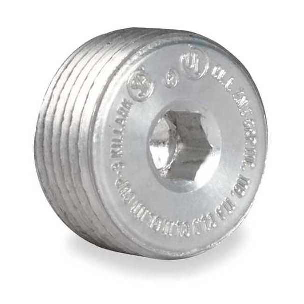 Hubbell Killark Haz Loc Plug, 1-1/4 in, Threaded, Copper, Plain, Gray CUP-4