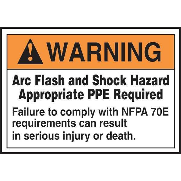 Accuform Label,5x7,Warning Arc Flash and, LELC310 LELC310