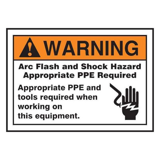 Accuform Label,3-1/2x5,Warning Arc Flash and, LELC309 LELC309