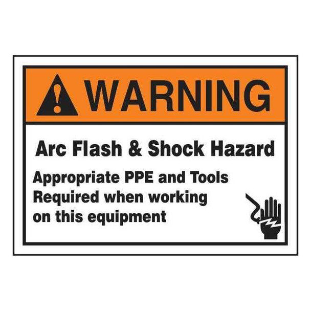 Accuform Label,3-1/2x5,Warning Arc Flash and, LELC370XVE LELC370XVE