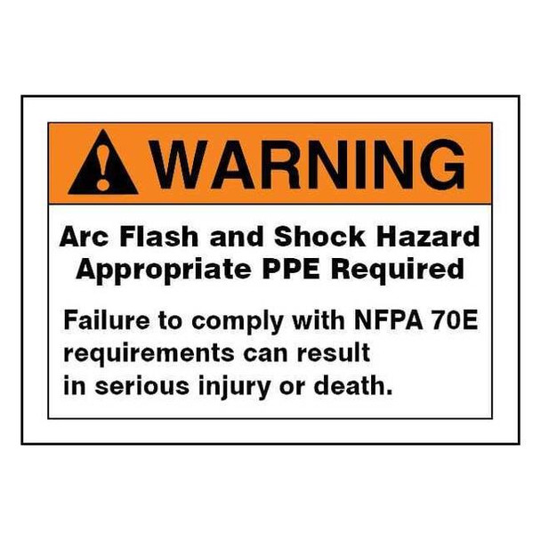 Accuform Label,Arc Flash,7x10,Warning Arc Flash LELC312