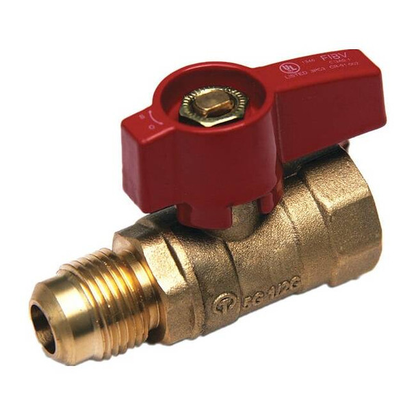 1/2" x 3/8" FNPT x Flare Brass Gas Ball Valve Inline