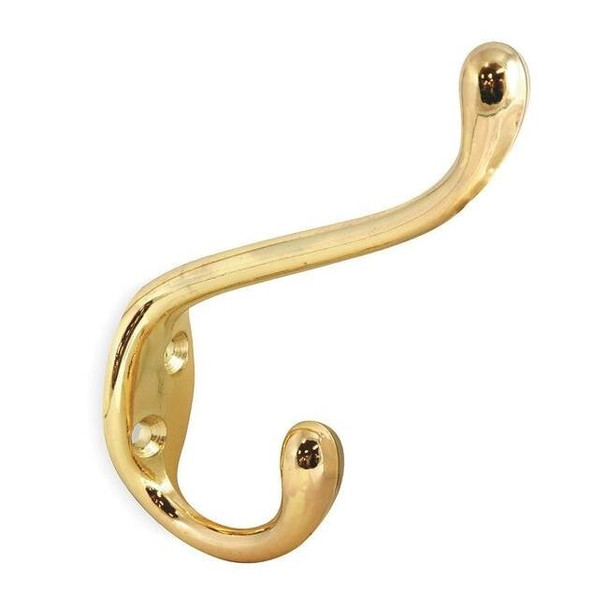 Manufacturer Varies Coat and Garment Hook,2 Ends,Brass 1XNF9