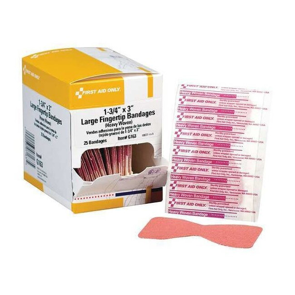 First Aid Only Fingertip Bandage, HvyWovn, 1-3/4inW, PK25 G163