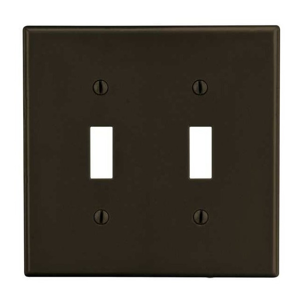 Toggle Switch Wall Plate, Number of Gangs: 2 Plastic, Satin Finish, Brown