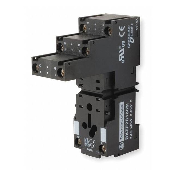 Schneider Electric Rlay Scket,Finger Safe/Elvtr,Squre,8 Pin RXZE2S108M