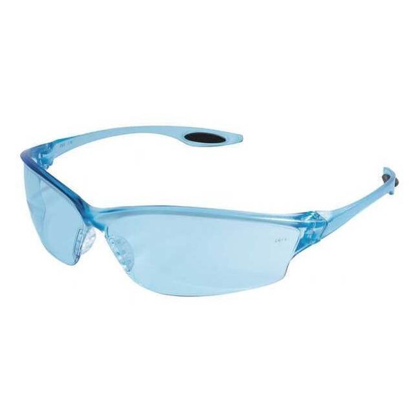 Oxulux, Safety Glasses, Anti-Scratch, Light Blue Lens, Blue Frame, Frameless