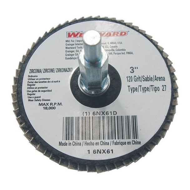 Westward Arbor Mount Flap Disc,3in,120,Fine 6NX61
