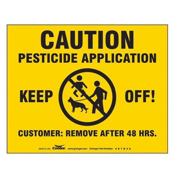 Chemical Sign, 4 in Height, 5 in Width, Plastic, Rectangle, English