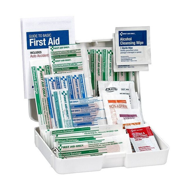 First Aid Kit, Serves 15 People, 47 Components, Plastic Portable Case