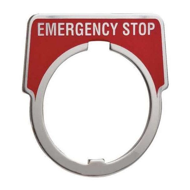 Schneider Electric Legend Plate,Emergency Stop,White/Red 9001KN205