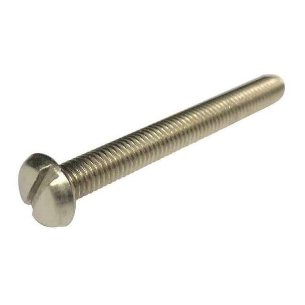 #10-32 x 1/2 in Slotted Pan Machine Screw, Plain 18-8 Stainless Steel, 100 PK