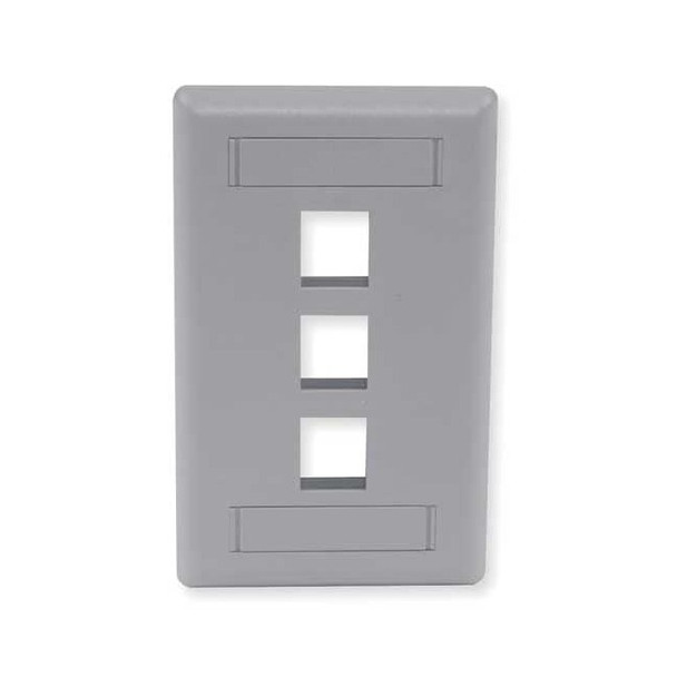 Hubbell Premise Wiring Wall Plate,3 Port IFP13GY