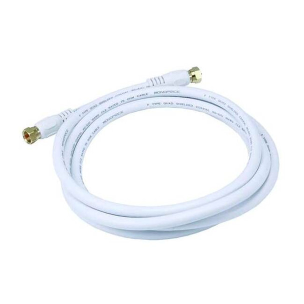 Monoprice Coaxial Cable,RG-6,6 ft.,White 4058