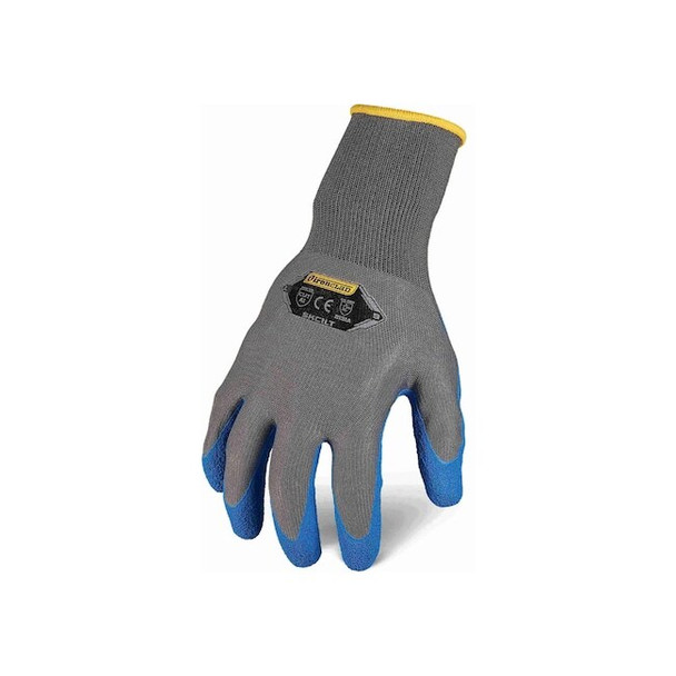 Knit Gloves, Latex, Crinkle, Palm, 3 Abrasion Level, Gray, L (9) 1 PR