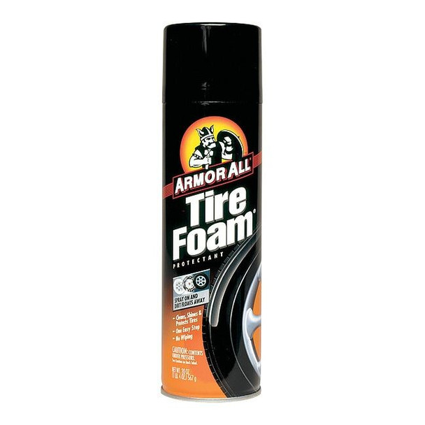 Tire Dressing and Protectant, Tire Foam, Aerosol Spray Can, 20 oz, White