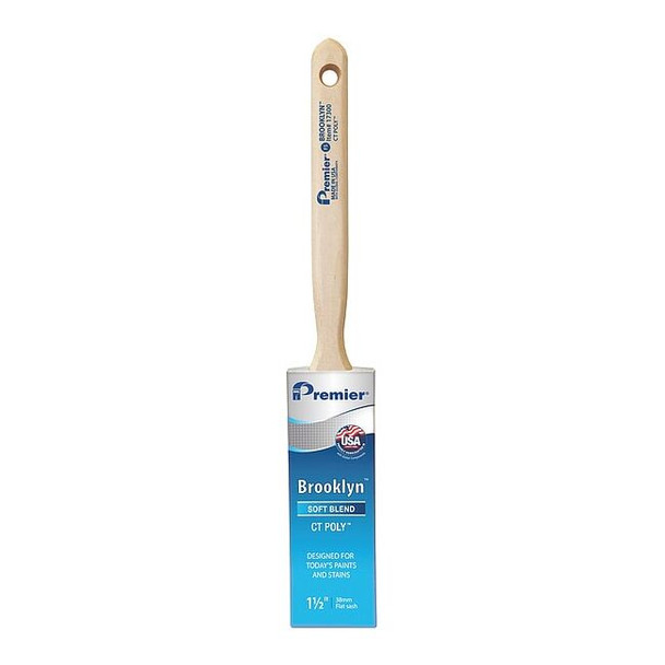 1-1/2" Flat Sash Soft, Polyester Bristle, Paint Brush, Hardwood Handle