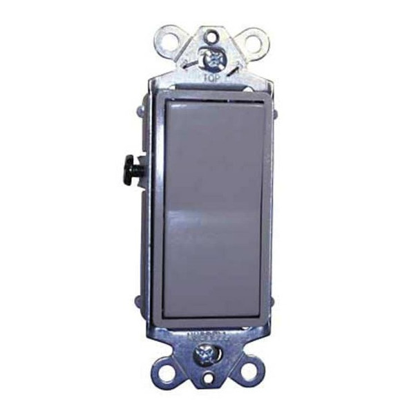 Wall Swtch, 3-Way, 120/277V, 15A, Gray, Rockr