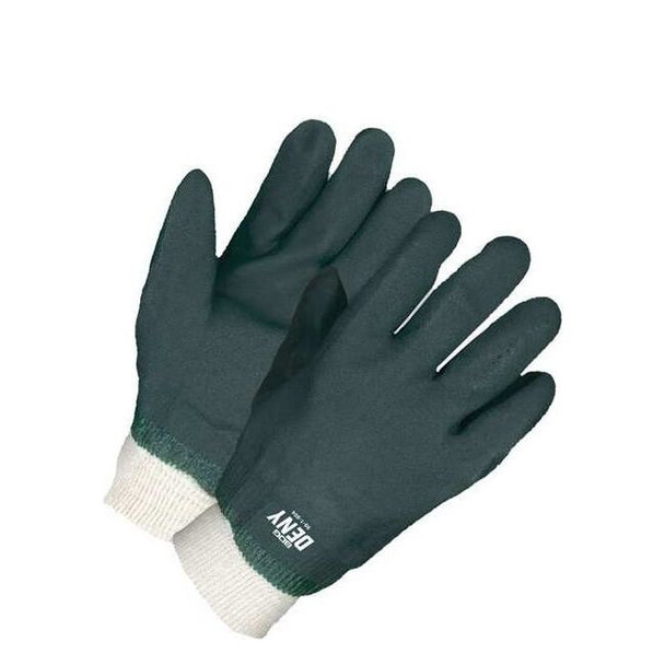 Coated Gloves, PVC, Rough, Full, Not Rated Abrasion Level, Green, One Size 1 PR