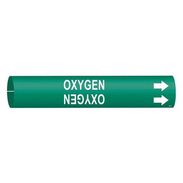 Brady Pipe Marker,Oxygen,Green,3/4 to 1-3/8 In 4106-A