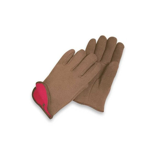 Knit Gloves, Cotton/Polyester, None Uncoated, Slip-On, Brown, S, 1 PR