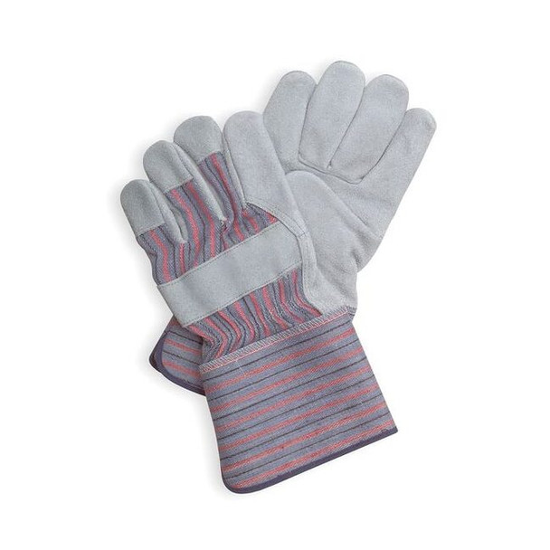 Leather Gloves, Cowhide, Gauntlet Cuff, Wing Thumb, Full Finger, Gray, S, 1 PR