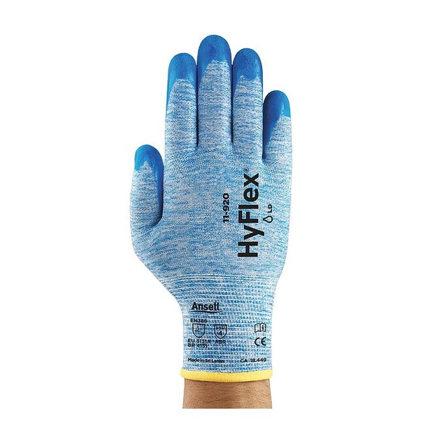 Coated Gloves, Nitrile, Textured, Palm, 4 Abrasion Level, Blue, XS (6) 1 PR