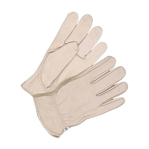 Leather Drivers Gloves, Shirred Slip-On Cuff, Keystone Thumb, Tan, XS, 1 PR