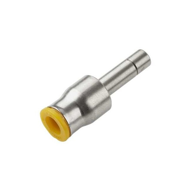 Parker Metric Metal Push-to-Connect Fitting, Brass, Silver 67PLP-6M-10M