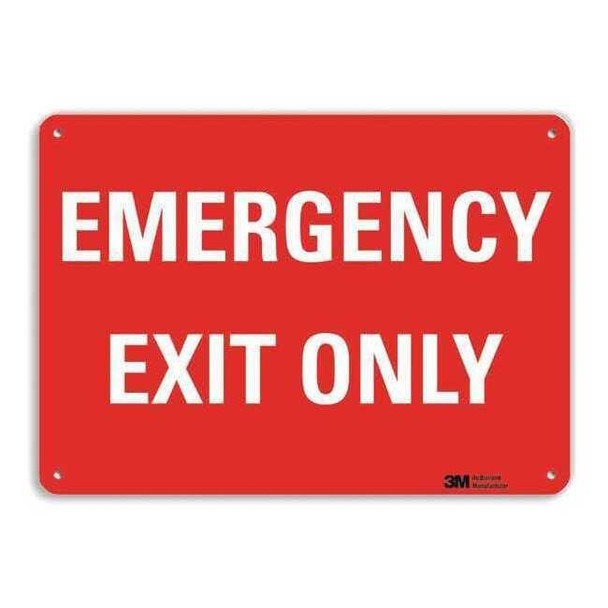 Exit Sign, Recycled Plastic, 14" W, 10" H, Emergency Exit Only, Red