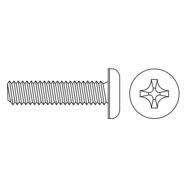 #6-32 x 3/16 in Phillips Pan Machine Screw, Zinc Plated Steel, 100 PK