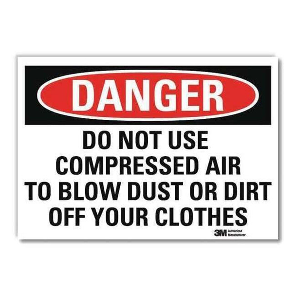 Danger Sign, 5 in H, 7 in W,Horizontal Rectangle, English, U3-1373-RD_7X5