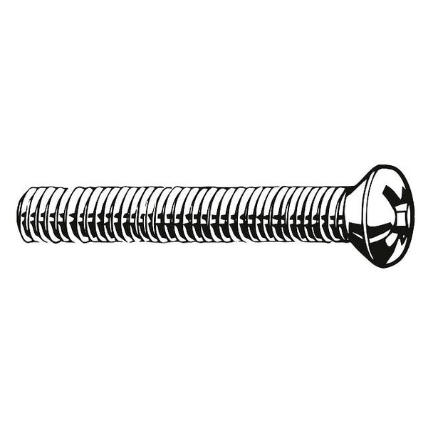 M8-1.25 x 25 mm Phillips Oval Machine Screw, Plain 18-8 Stainless Steel, 25 PK