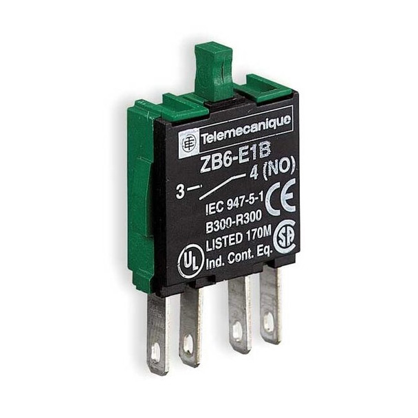 Schneider Electric Contact Block, Black, 1NO, 16 mm, ZB6 ZB6E1B