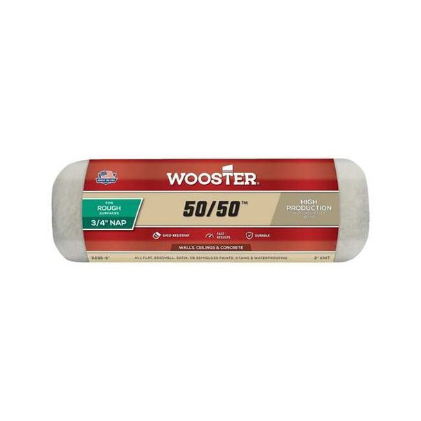 Wooster 9" Paint Roller Cover, 3/4" Nap, Knit Lambswool/Polyester R296-9