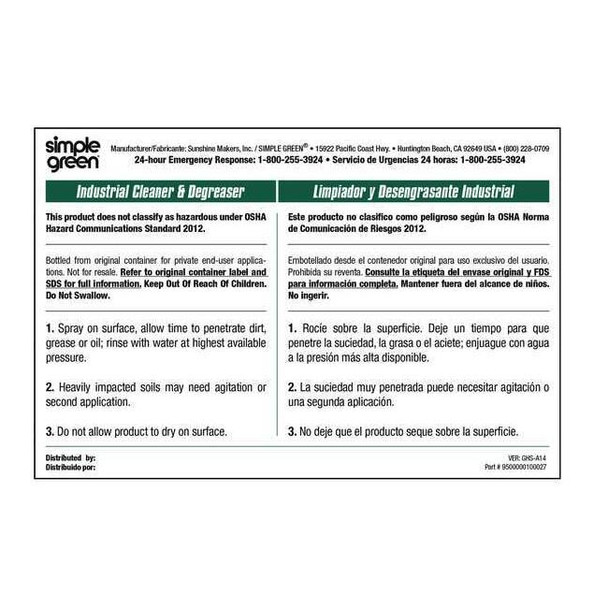 Simple Green Simple Green Secondary Labels, 10 PK 9510001000027