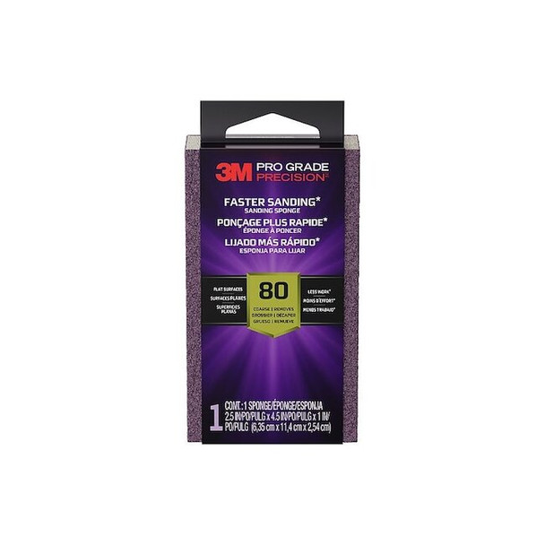 3m Sanding Sponge,2 1/2 in,Ceramic,80 Grit FSB80-PGP-1T
