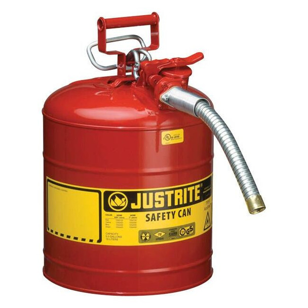 Justrite® Type II Safety Can, 5 gal, 1" Hose, Red, 1/Each