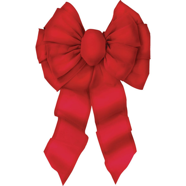 Holiday Trims 11-Loop 14 In. x 28 In. Red Velvet Deluxe Wire Bow 7372