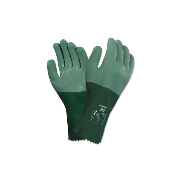 AlphaTec® 08-352 Neoprene Coated Gloves, Rough Finish, Size 8, Green Pack of 12